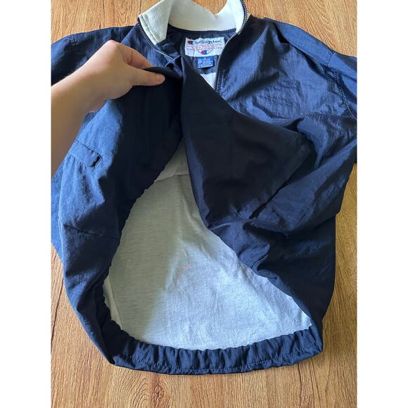 Champion Vtg Blue Quarter Zip Nylon Windbreaker Size Medium - Picture 5 of 8